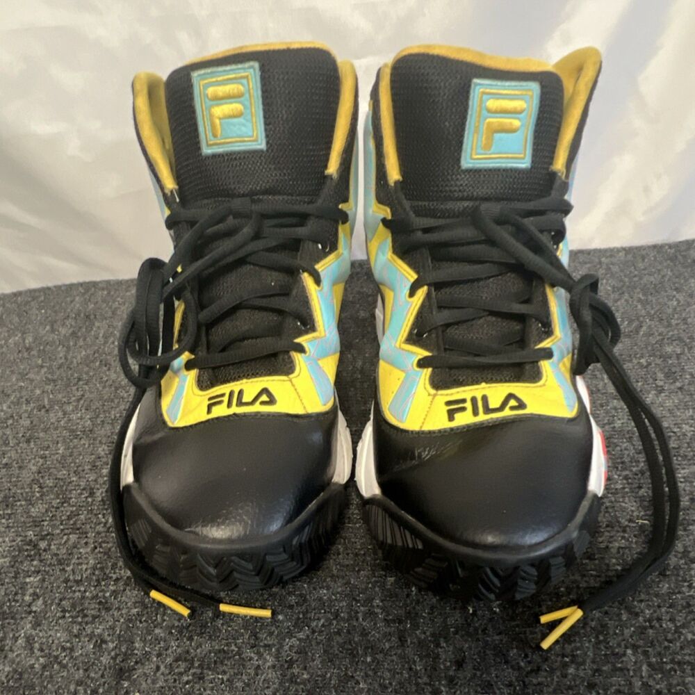 FILA MB High Top Basketball Sneakers Black Yellow Blue Men's Athletic Shoes 13 - Picture 3 of 16